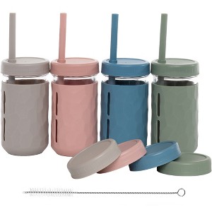 WeeSprout Glass Cups with Lids & Straws, Spill-Resistant Cups for Toddlers & Kids, Set of 4 - 1 of 4