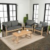 Tavira 4-Piece Modern Bohemian Acacia Wood Outdoor Patio Set with Cushions and Plain Decorative Pillows - JONATHAN Y - 2 of 4