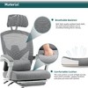 CAVINAS Ergonomic Office Chair with Retractable Foot Rest, High Back Mesh Desk Chair with Adjustable Headrest & Lumbar Pillow, Computer Desk Chair - 4 of 4