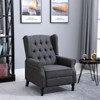 HOMCOM Fabric Upholstered Wingback Recliner, Tufted Back Linen Arm Chair with Footrest, Armrest, Padded Cushion, Dark Grey - 3 of 4