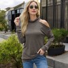 Anna-Kaci Women's Cold Shoulder Long Sleeve Top with Cowl Neck Detail - 3 of 4