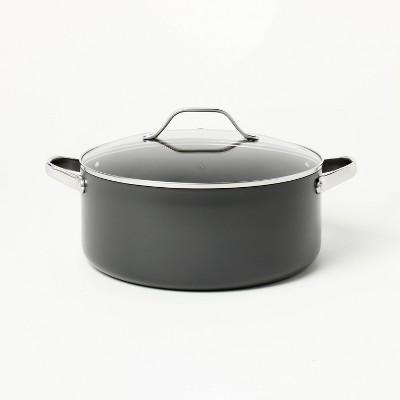 8qt Nonstick Hard Anodized Aluminum Stock Pot Dark Gray - Figmint™