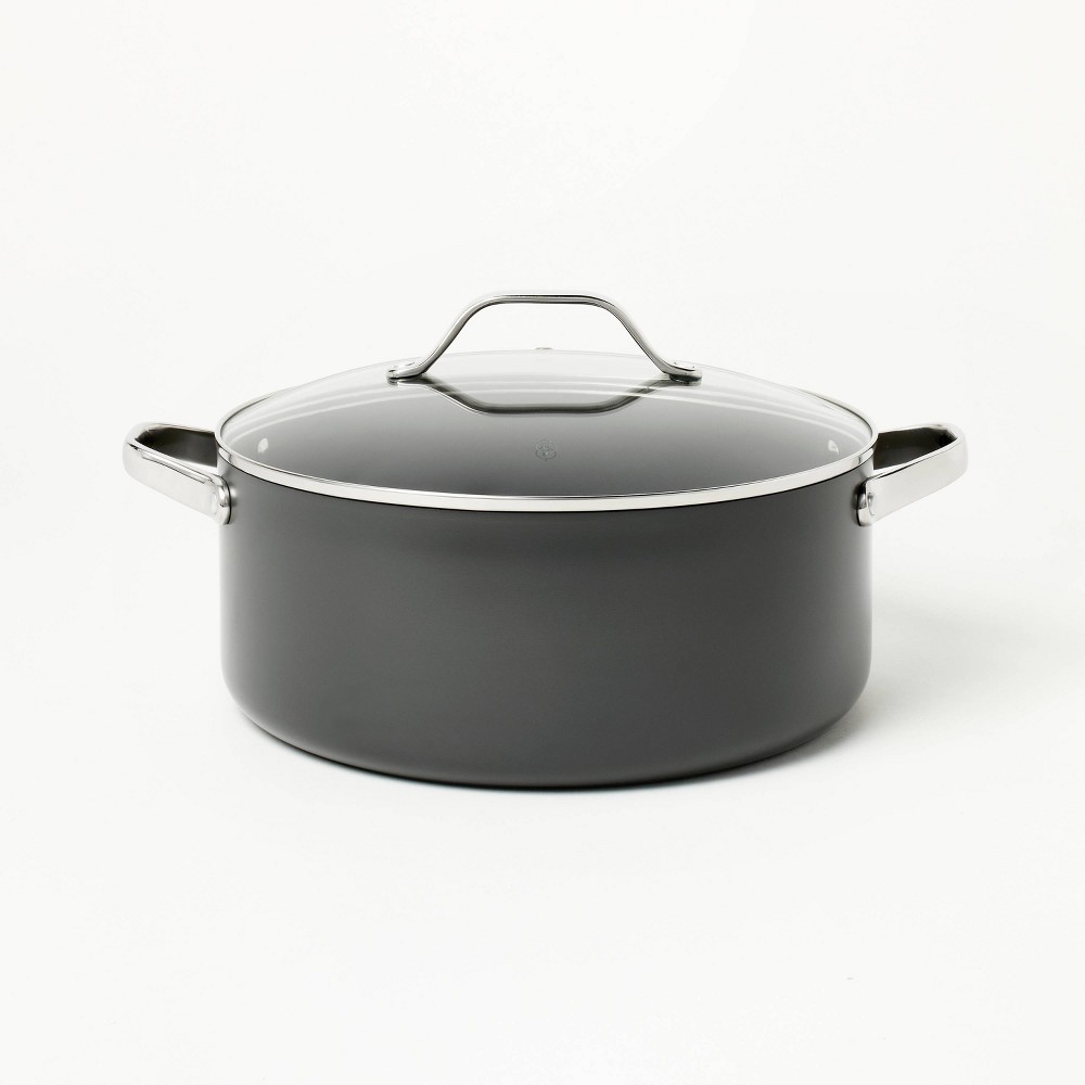 8qt Nonstick Hard Anodized Aluminum Stock Pot Dark Gray - Figmintâ„¢