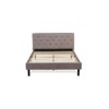 East West Furniture 2 Piece Queen Size Bed Set - Button Tufted Bed Frame - Brown Taupe Velvet Fabric Upholstered Headboard and a Burgundy  Nightstand - 4 of 4
