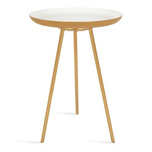 Kate and Laurel Laranya Round Metal Side Table, 15x15x22.5, White and Gold - 1 of 4
