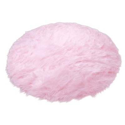 Walk On Me Faux Fur Super Soft Rug With Non-slip Backing 5' Round Pink ...
