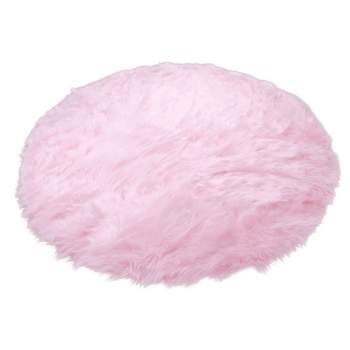Walk on Me Faux Fur Super Soft Rug With Non-slip Backing 5' Round Pink