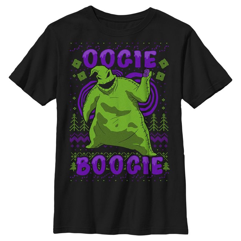 Boy's The Nightmare Before Christmas Oogie Boogie Ugly Sweater T-Shirt, 1 of 6