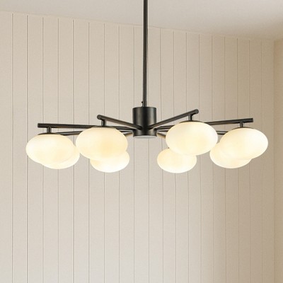 ALOADECOR Mid Century Modern Opal Glass Chandelier Classic Globe Pendant Light For Dining Room Living Room