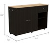 NicBex Mobile Kitchen Island Cart Morden Kitchen Carts on Wheels with Storage, 2 Cabinets, 1 Drawer and 2 Open Shelves for Kitchen - 2 of 4