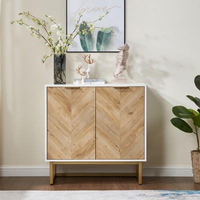 CENGHU Storage Cabinet, Modern Buffet Sideboard Cabinet with Storage, White and Gold Cabinet for Bedroom, Living Room, Dining Room, Hallways