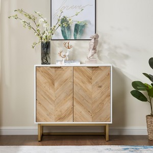 CENGHU Storage Cabinet, Modern Buffet Sideboard Cabinet with Storage, White and Gold Cabinet for Bedroom, Living Room, Dining Room, Hallways - 1 of 4