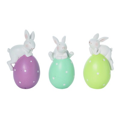 Transpac Resin Polka Dot Bunny Figurine Set of 3 Easter Home Decorations