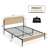 Boho Bed Frame with Natural Rattan Headboard & Solid Wood Footboard - Under Bed Storage Space - 3 of 4
