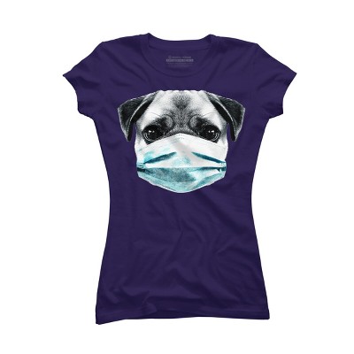 Junior's Design By Humans Masked Pug By clingcling T-Shirt