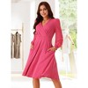 Seta T Women's V Neck Wrap Swiss Dots Semi-Sheer Lantern Long Sleeves Midi Swing Dresses - 2 of 4