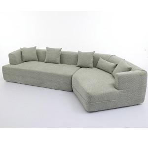 NicBex Minimalist Boucle Sectional Sofa with 5 Pillows for Living Room,Apartment,Office,No Assembly Require,Green - 1 of 4