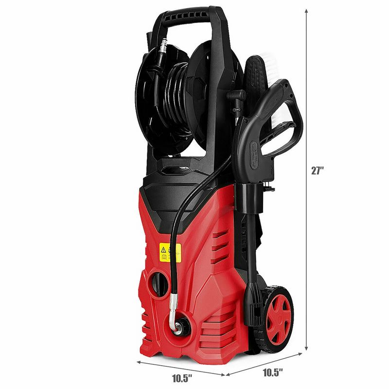 Costway 2030PSI Electric Pressure Washer Cleaner 1.7 GPM 1800W with Hose Reel Red, 2 of 11