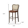 HomeRoots 31" Brown and Natural Fabric Rattan and Solid Wood Bar Height Bar Chair - 3 of 4