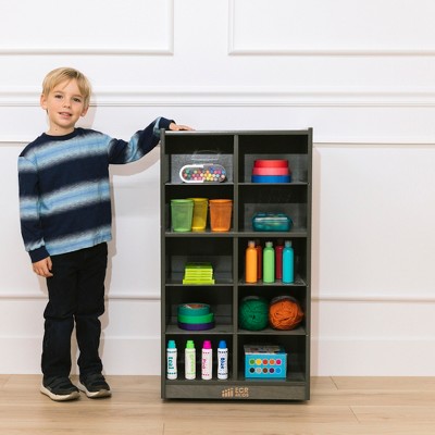 Grey Wash Birch 10-Cubby Kids Storage Bookcase