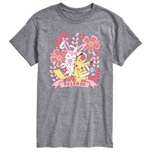 Men's - Pokémon - Valentine Florals Pikachu Sylveon Short Sleeve Graphic T-Shirt - 1 of 4