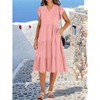 Womens Summer Ruffle Sleeve V Neck Midi Dress Casual Fit Flowy Ruffle Tiered Boho Dress - 3 of 4