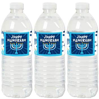 Big Dot of Happiness Hanukkah Menorah - Chanukah Holiday Party Water Bottle Sticker Labels - Set of 20