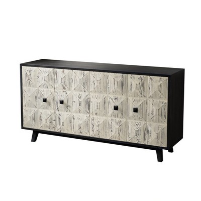 NicBex 59.84 Inch Retro 4-Door Storage Cabinet with Wood Legs,Sideboard Buffet Cabinet for Entryway and Lining Room