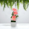 Unique Bargains Artificial Plants 3-Rose Square Pot Arrangement Plastic 2.95"x2.95"x9.84" 1 Pcs - 2 of 4
