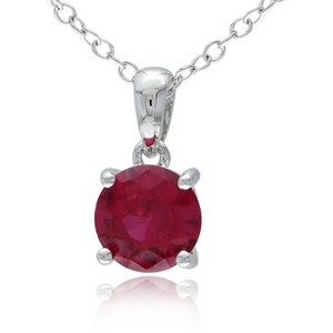 EVERLY JEWELRY | Sterling Silver Solitaire Pendant with Created Gemstone – Multiple Stone Options - 1 of 1
