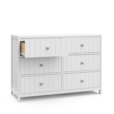 White Wood 6-Drawer Double Nursery Dresser