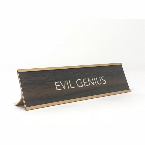 LEMONSODA Novelty Desk Sign (Evil Genius) - Brown/Gold - image 1 of 2