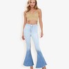 Anna-Kaci Classic Retro High Waist Long Denim Frayed Hem Bell Bottom Jeans - 4 of 4
