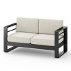 Outdoor Sectional Sofa, 2 Seater Armrest Loveseat Sofa, Rust Resistant Loveseat Sofa, Sofa with Aluminum Frame and PE Cushions-Coolbibila - 2 of 4