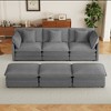 112.6" Modern Corduroy Sectional Sofa with 3 Ottomans & Storage Pockets - Modular U-Shaped Couch for Living Room - 2 of 4