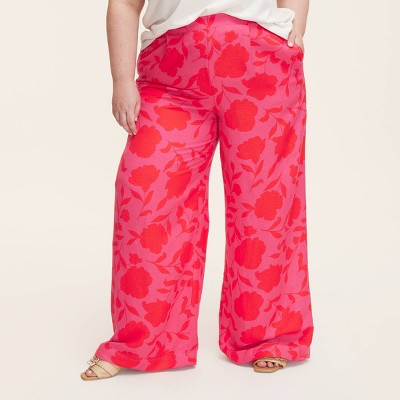 Women's Classic Rose High-Rise Linen Trousers - kate spade new york x Target Pink/Red