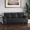 Contemporary PU Leather Sofa, 3-Seater with Nailhead Detailing and Birch Wood Frame for Living Room - 3 of 4