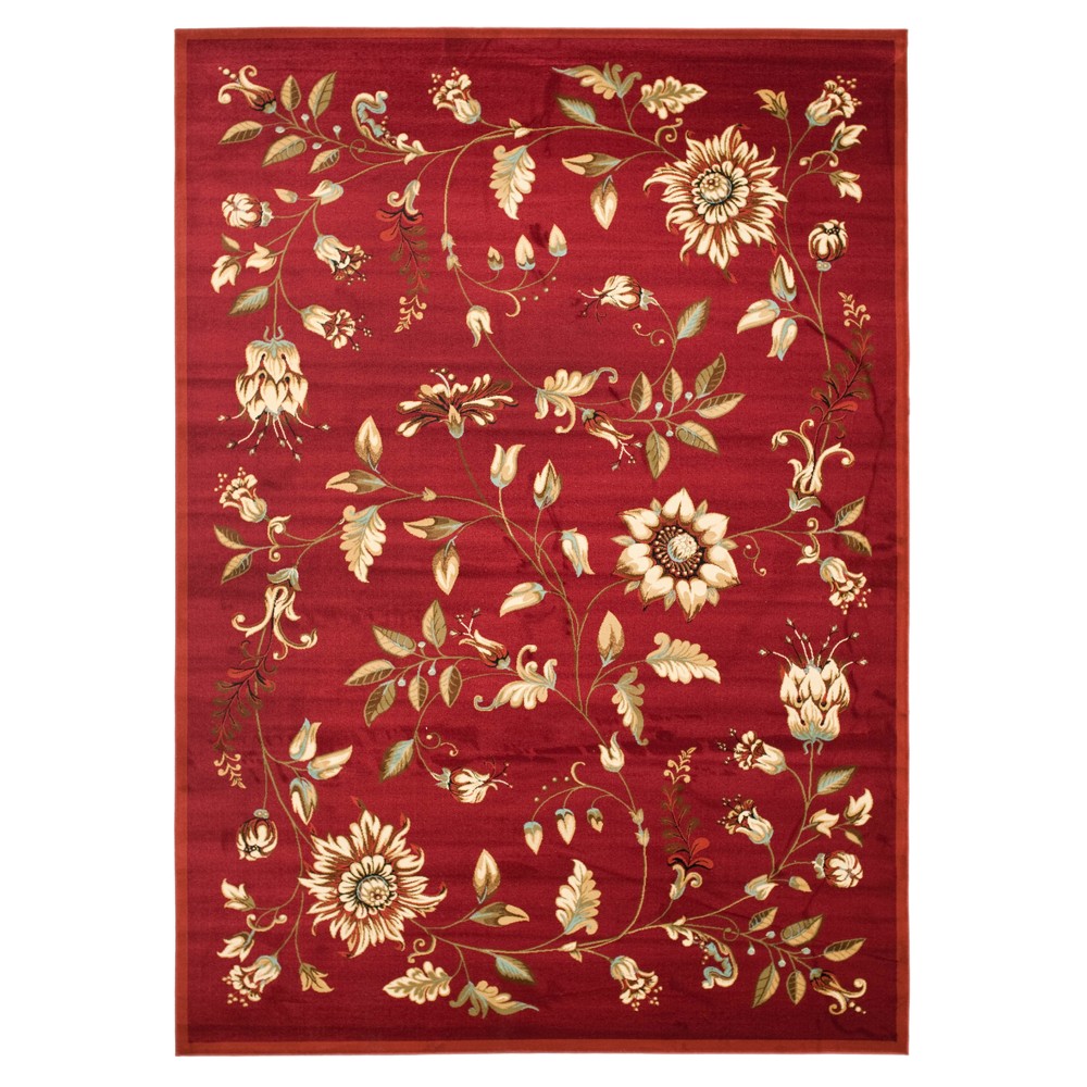 6'7inx9'6in Clare Floral Loomed Accent Rug Red/Multi - Safavieh