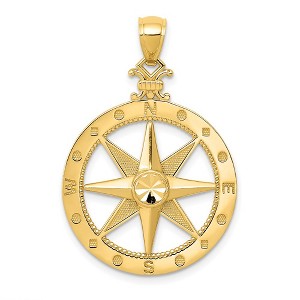 Black Bow Jewelry 14k Yellow Gold Compass Pendant, 14mm, 20mm or 22mm - 1 of 4
