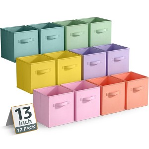 Sorbus Mixed Colors 13 Inch 12 Pack Sturdy Collapsible Fabric Storage Cubes with Handle - for Organizing Clothes, Toys, Books, Shelves & more - 1 of 4