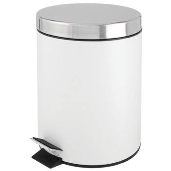mDesign Slim Metal 1.3 Gallon Step Trash Can with Lid/Liner Bucket - Dark  Gray