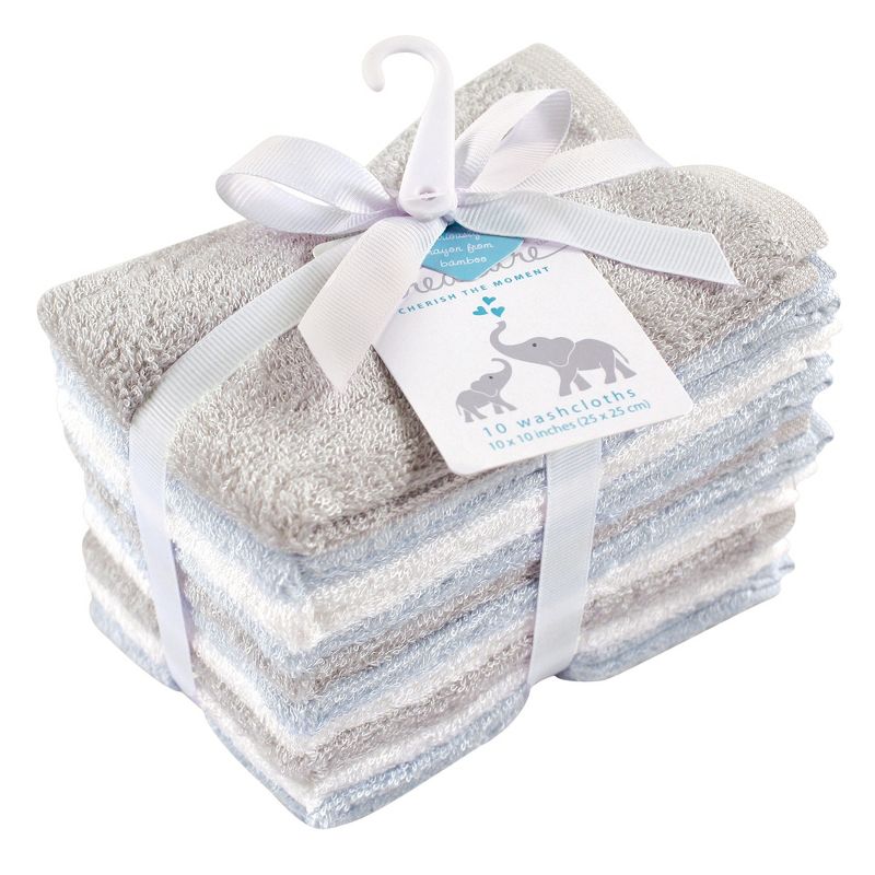 Little Treasure Baby Boy Rayon from Bamboo Luxurious Washcloths, Light Blue Gray, One Size, 2 of 3