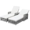 Outdoor Garden Long Reclining Chaise,Patio Adjustable PE Rattan Wicker Poolside Lounge,Armrest Chaise Lounge with Cushion-Coolbibila - 4 of 4