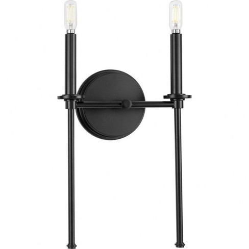 Progress Lighting Elara Collection 2-Light Bath Vanity Light, Matte Black, Clear Glass Cylinder - image 1 of 1