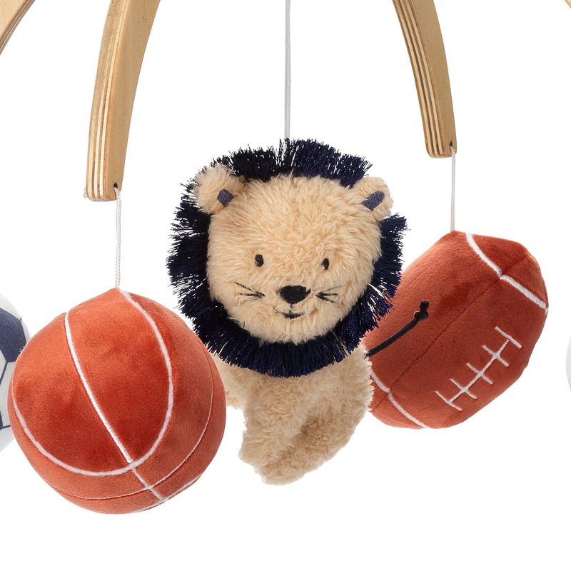 Lambs & Ivy Hall of Fame Lion/Sports Balls Musical Baby Crib Mobile Soother Toy, 3 of 7
