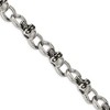 Chisel Stainless Steel Antiqued and Polished with Cubic Zirconia Skull Link 9" Bracelet - 2 of 4