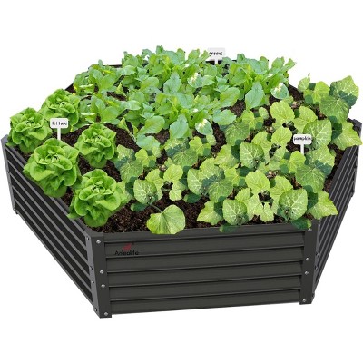 Chery Life 70x60x18in Hexagon Galvanized Raised Garden Beds Outdoor, Hex Metal Planter Box for Planting Vegetables Flowers Herb