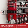 Hausource 12-Slot Power Tool Organizer Storage Racks with Pegboard, 4-Tier Drill Rack & Power Strip - 3 of 4