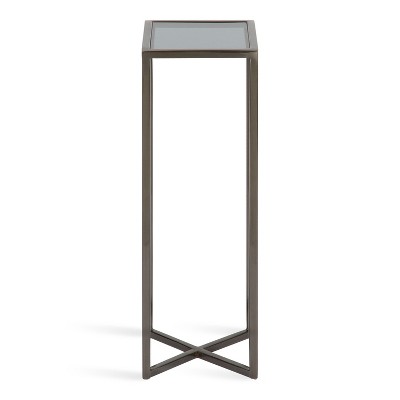 Jaspur Pewter Square Metal and Glass Compact Drink Table