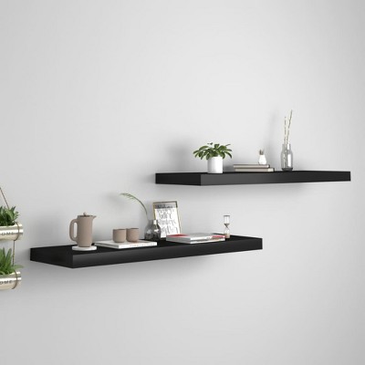 vidaXL Floating Wall Shelves 2 pcs Black 31.5Inchx9.3Inchx1.5Inch MDF